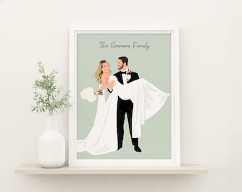 Cartoon Wedding Portrait from Photo, Personalized Anniversary Gift