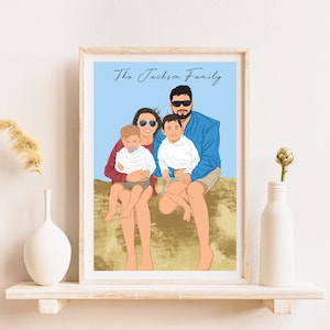 Retrato familiar personalizado, regalo personalizado para el Día del Padre, regalo personalizado para el abuelo, retrato sin rostro a partir de una foto, regalo para él