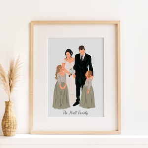 Custom Portrait Illustration, Family Drawing from Photo, Personalized Gift for Her, Faceless Portrait Print, Custom Couple Portrait