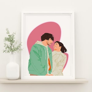 Custom Portrait from Photo, Valentines Day Gift for Her, Couple Portrait, Girlfriend Gift, Faceless Illustration, Gift for Wife, Custom Gift