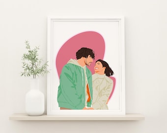 Custom Cartoon Portrait from Photo: Personalized Wife Birthday Gift, Couple Drawing
