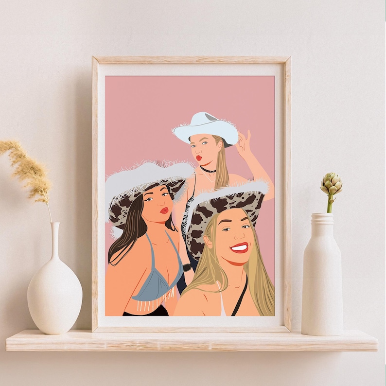 Custom Friend Portrait, Personalized Illustration, Cartoon Friendship Art (Digital Download) image 2