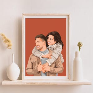 Custom Couple Portrait, Drawing from Photo, First Anniversary Gift, Custom Illustration, Personalized Gift, Couple Gift, Unique Gift for Him