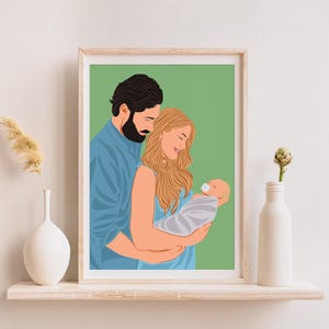 Custom Cartoon Portrait, First Father's Day Gift, Personalized Gift for Him, Dad and Daughter Portrait, Family Illustration, Family Gift