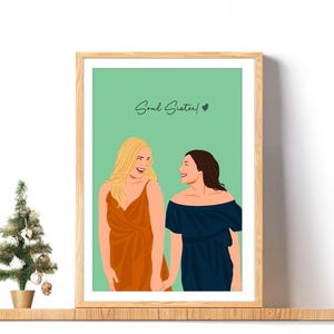 Retrato personalizado de melhor amigo, desenho animado, presente de Natal, foto personalizada, presente de irmã, presente de retrato personalizado, impressão sem rosto