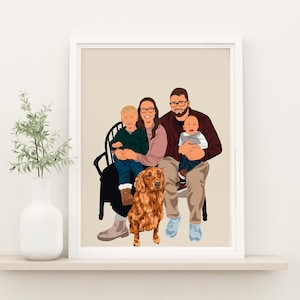 Cartoon Portrait From Photo, Faceless Portrait, Personalized Gift, Custom Illustration, Christmas Gift, Memorial Portrait, Family Portrait