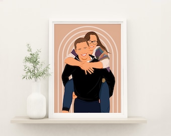 Retrato de pareja sin rostro personalizado a partir de una foto, regalo personalizado
