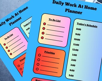 Printable Work From Home Daily Planner | Work From Home Planner | Daily Planner | Printable Planner | Home Planner | Printable | Planner