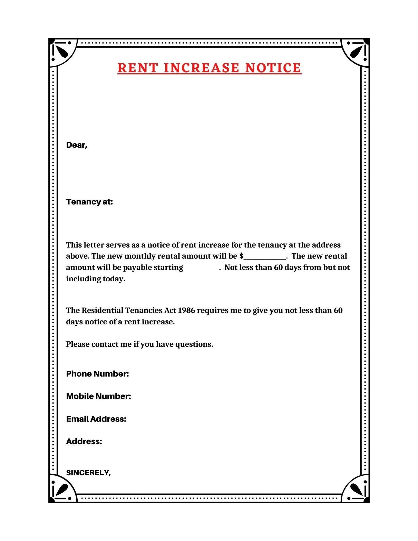 Hud Rent Increase Notice To Tenants Example Hud Rent Increase Notice To Tenants Example