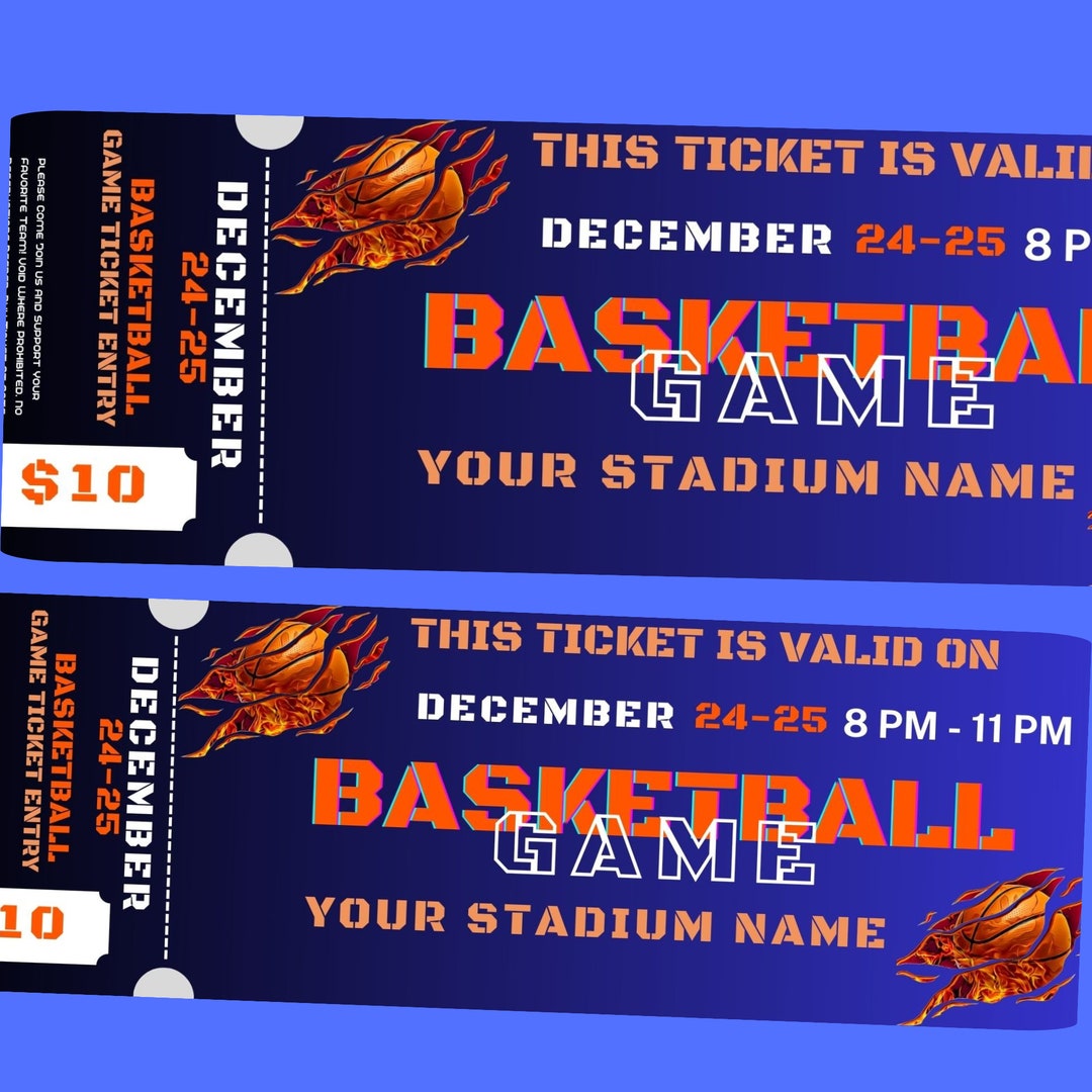Editable Basketball Game Ticket Basketball Game Ticket Basketball Game ...