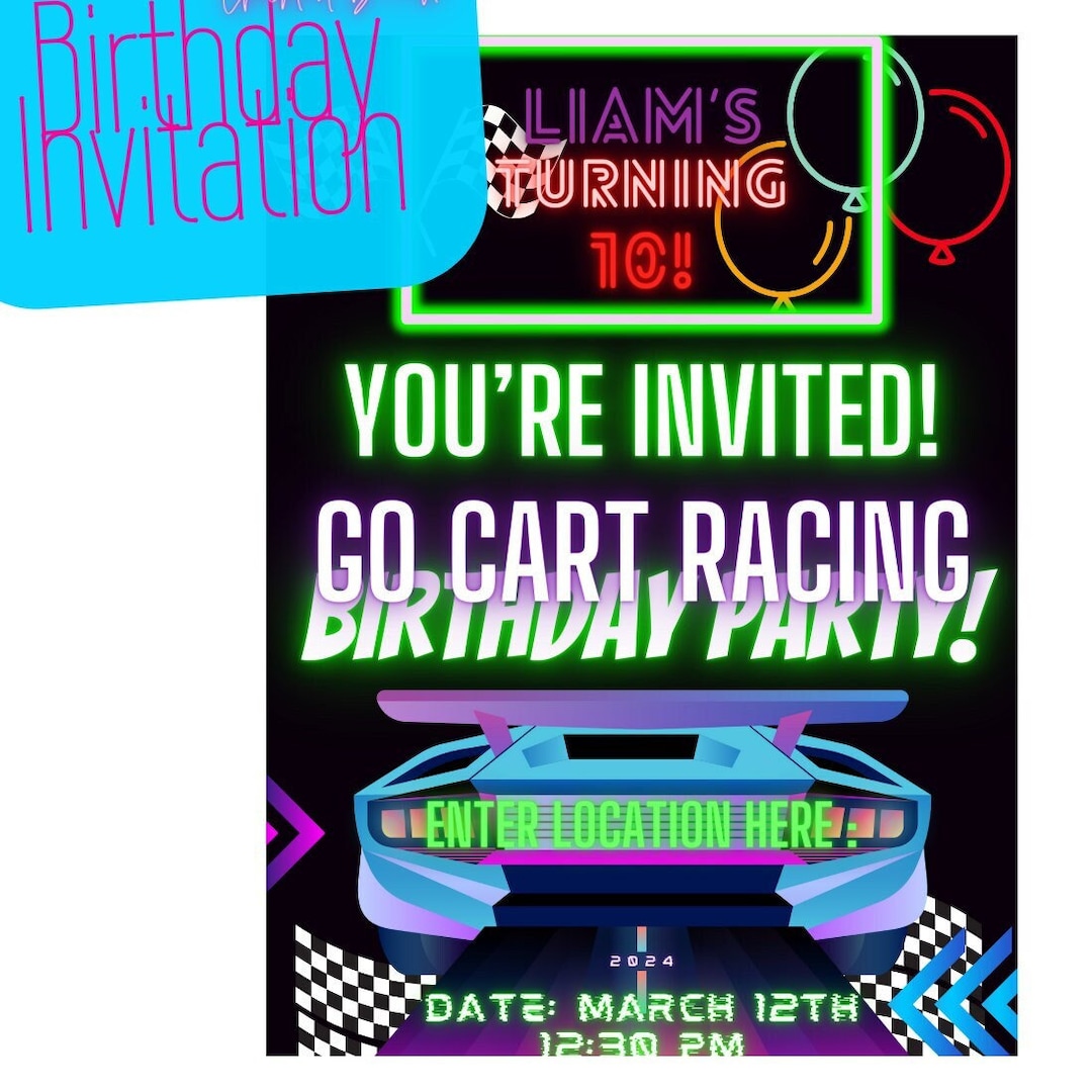 Editable Kids Neon Birthday Party Invitation Editable Birthday ...