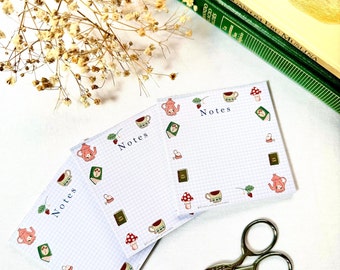 Tea time notepad, Cute Desk Accessories, Daily Planner Notepad, Office Desk Accessories For Women