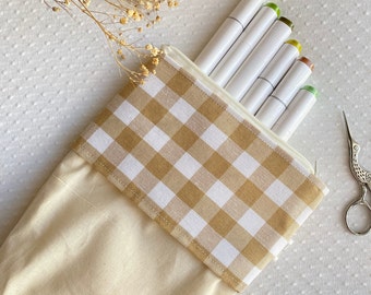 Handmade Japanese Cotton Pop up Slide Down Stand up Zip Pencil Case Pouch  Pot/stationary Storage/makeup Brush Holder/office/school/crochet 