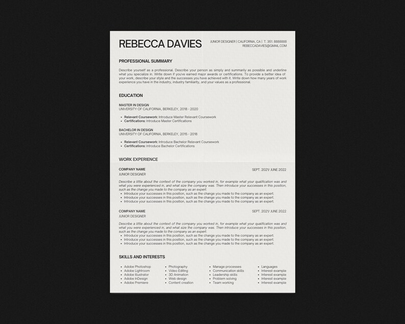Ats Resume Template, Sorority Resume Template, Resume Template Modern, Ats friendly Resume Template, Resume Template Ats, Resume Template Ats friendly, Modern Resume Template, Minimal Resume Template, Resume Template Canva, Aesthetic Resume Template
