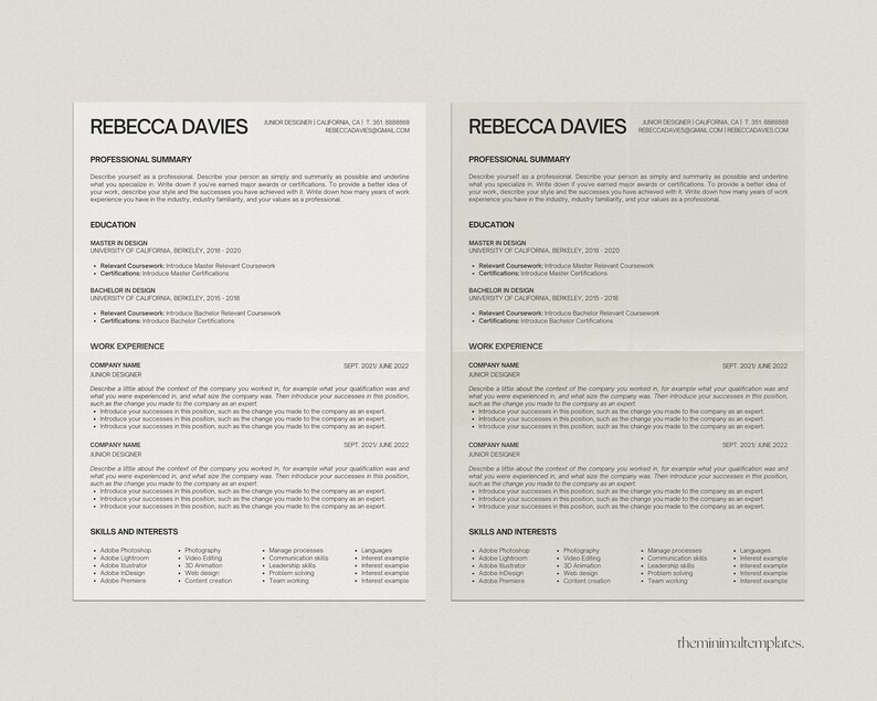 One page Resume Template, Basic Resume Template, Clean Resume Template, Resume Template Sorority, Aesthetic Resume Template, Printable Resume Template, Modern Resume Template, Designer Resume Template, Minimal Resume Template, Canva Template Resume