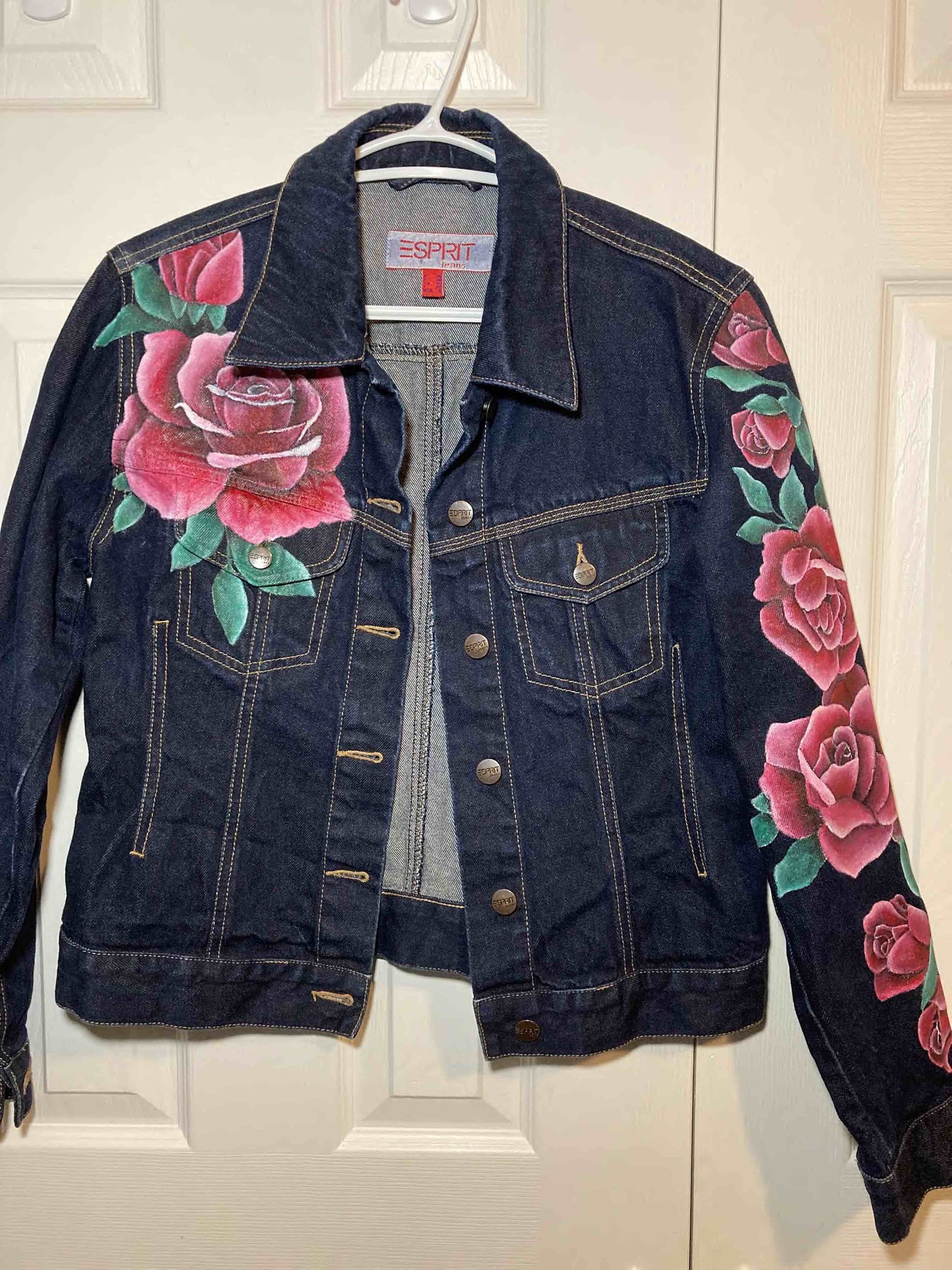 Buy Women's Hand Painted Denim Jacket RED Heart Online at