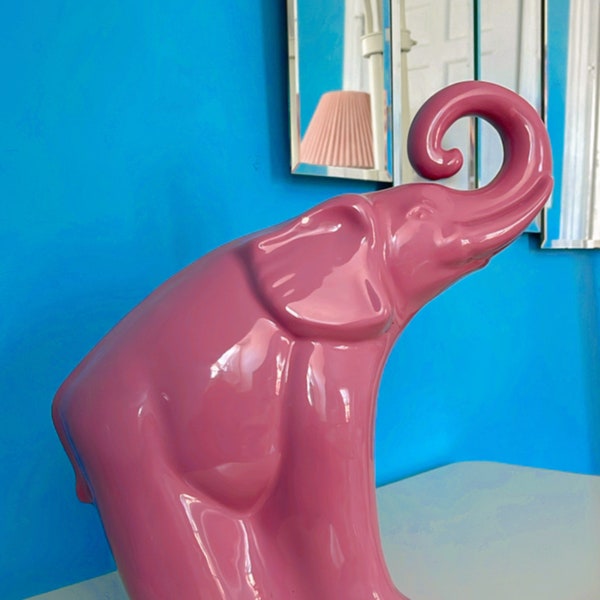 Vintage Haeger Pink Elephant, Statue, Ceramic, Art Deco