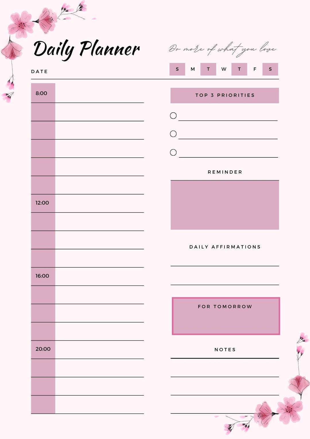 Printable Daily Planner/ Minimalist Productivity Planner Template/ A4 ...