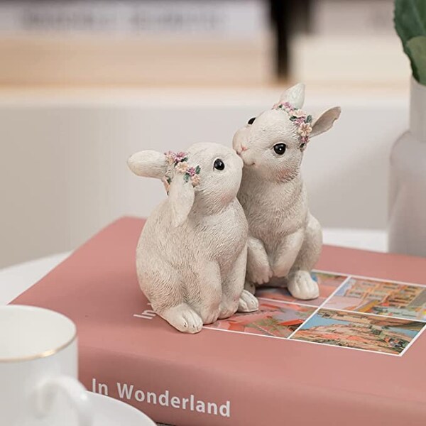Bunny Figurines Kissing Etsy