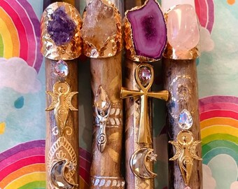 The Lyran GODDESS MAGIC Crystal WAND Collection, magic wands for lightworkers, high frequency magic wand, witch wand, pagan wand, isis