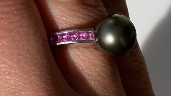 MIKIMOTO Black Akoya Cultured Pearl & Pink Sapphi… - image 9