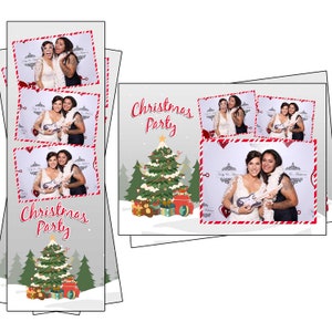Modèle de photomaton Arbre de Noël présente neige Les fichiers de bande 2x6 et de carte postale 4x6 sont inclus