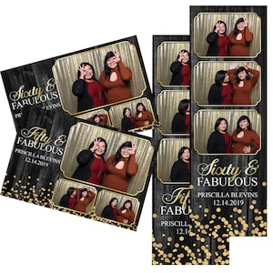Photobooth Vorlage 50 60 70 Fabelhaft Geburtstag Party Feier Dunkles Holz Goldene Punkte Es sind sowohl 2x6 Streifen als auch 4x6 Postkartendateien enthalten
