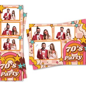 Modèle de cabine photo, célébration des années 70, bandes 2 x 6 et cartes postales 4 x 6 sont incluses