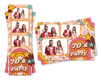 Photo Booth Template 70&#39;s Party Celebration Both 2x6 Strip and 4x6 Postcard Files Are Included