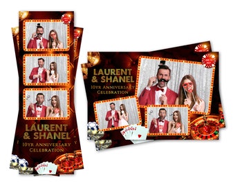 Photo Booth Template Party Casino Spin Wheel Poker Cards Both 2x6 Strip and 4x6 Postcard Files Are Included