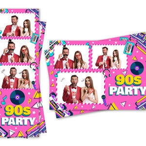 Photobooth Vorlage 90er Party Ghettoblaster Kassette Tonband Mic Retro Es sind sowohl ein 2x6 Streifen als auch 4x6 Postkartendateien enthalten