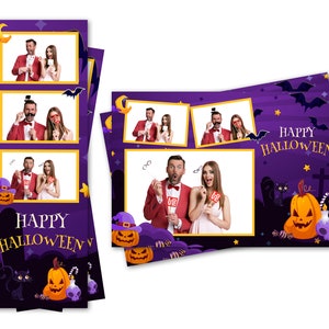 Photo Booth Template Happy Halloween Kürbisse Skull Purple Sky Beide 2x6 Streifen und 4x6 Postkarten Dateien sind enthalten