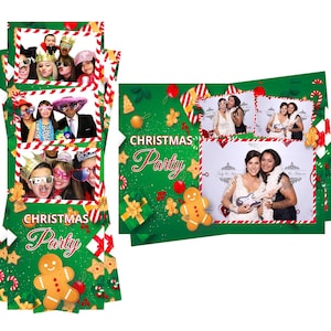 Photobooth Vorlage Weihnachtsfeier Ginger Bread Man Präsentiert Zuckerstange Es sind sowohl 2x6 Streifen als auch 4x6 Postkartendateien enthalten