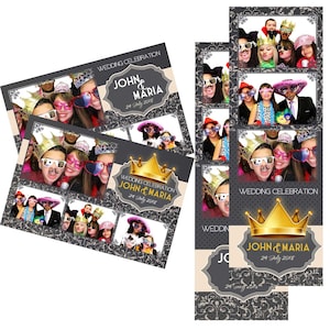 Photo Booth Vorlage Hochzeit Big Crown Flourish Hintergrund Sowohl 2x6 Streifen als auch 4x6 Postkarten Dateien sind enthalten