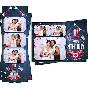 Plantilla de fotomatón Feliz 4 de julio Sombrero de patriota Verano Se incluyen archivos de tiras de 2x6 y postales de 4x6