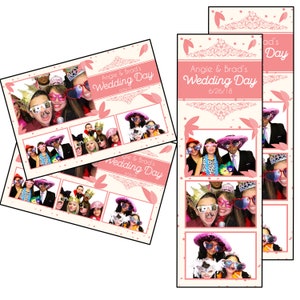Modelo de cabine fotográfica casamento florescer rosa bege pedais ambos 2x6 tira e 4x6 arquivos de cartão postal estão incluídos