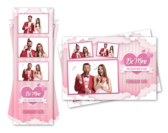Photo Booth Template Valentine Day Big Heart Stripes Both 2x6 Strip and 4x6 Postcard Files Are Included