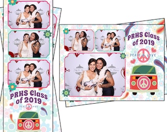 Photo Booth Template Wedding Hippie Van Peace Symbol  Both 2x6 Strip and 4x6 Postcard Files Are Included