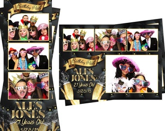 Photo Booth Template Club Party Champagne Both 2x6 Strip and 4x6 Postcard Files Are Included
