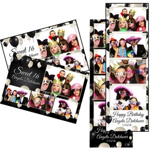 Photobooth Vorlage Geburtstagsparty Schwarzweiß Luftballons 2 Farben Sowohl 2x6 Streifen als auch 4x6 Postkartendateien sind Enthalten