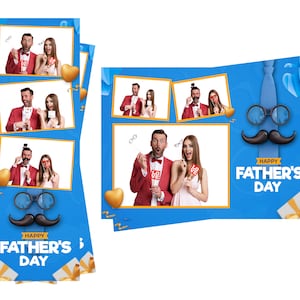 Photo Booth Template Happy Fathers Day Krawatte & Schnurrbart Brille Beide 2x6 Streifen und 4x6 Postkarte Dateien sind enthalten