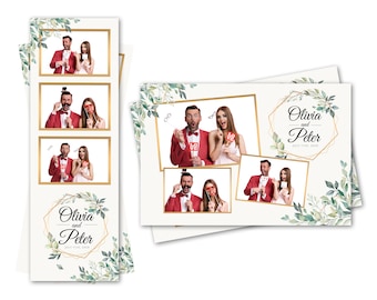 Photo Booth Template Wedding Beautiful Leaves Golden Frame Both 2x6 Strip and 4x6 Postcard Files Are Included