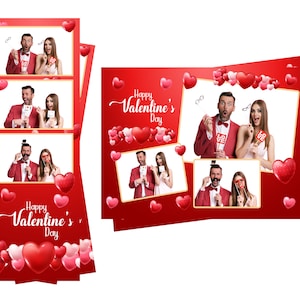 Fotobox Vorlage Happy Valentines Day 3d Herzen Sowohl 2x6 Streifen als auch 4x6 Postkarten dateien sind enthalten