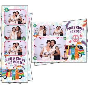 Photobooth Vorlage Hippie Familienparty Van Peace Symbol Es sind sowohl 2x6 Streifen als auch 4x6 Postkartendateien enthalten