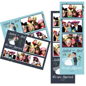 Plantilla de fotomatón Boda Estamos casados Pareja de novios Novia Novio 2 colores Se incluyen archivos de postales de 2x6 y 4x6