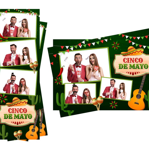 Photo Booth Template Cinco De Mayo Both 2x6 Strip and 4x6 Postcard Files Are Included