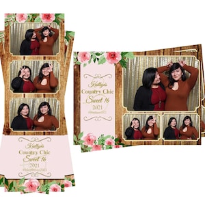 Modelo de cabine fotográfica casamento doce 16 flores florescimento fundo de madeira faixa 2x6 e arquivos de cartão postal 4x6 estão incluídos