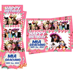 Modelo de cabine fotográfica Sorvete Donuts Doces Aniversário Arquivos de cartão postal 2x6 e 4x6 estão incluídos