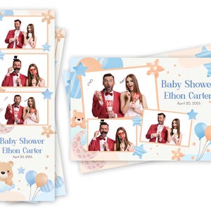 Modèle de photomaton ours en peluche étoiles lune ballon baby shower 2 x 6 bandes et 4 x 6 fichiers de carte postale sont inclus