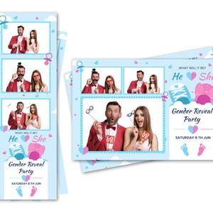 Modèle de photomaton pour fête prénatale Baby shower garçon fille 2 x 6 bandes et 4 x 6 fichiers de carte postale sont inclus